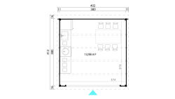 Lasita Maja Gartenhaus BUSTANI 3 - 380x380 cm, 28 mm, Schiebetür, natur+ farbig