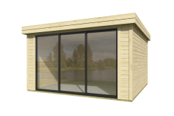 Lasita Maja Gartenhaus BUSTANI 3 - 380x380 cm, 28 mm, Schiebetür, natur+ farbig