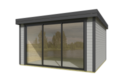 Lasita Maja Gartenhaus BUSTANI 3 - 380x380 cm, 28 mm, Schiebetür, natur+ farbig