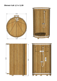 Außendusche/Fassdusche/Duschfass 228 x 130 cm, inkl. Duschbrause, Bausatz, Thermo-Holz