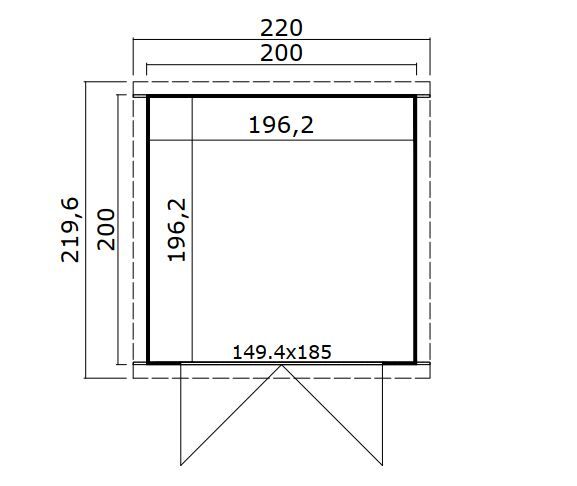 Lasita Maja Gartenhaus ZURI 1 - 200x200 cm, 19 mm, natur + farbig