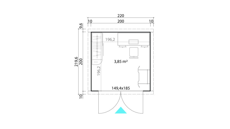 Lasita Maja Gartenhaus ZURI 1 - 200x200 cm, 19 mm, natur + farbig