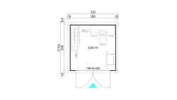 Lasita Maja Gartenhaus ZURI 1 - 200x200 cm, 19 mm, natur + farbig