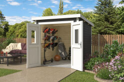 Lasita Maja Gartenhaus ZURI 2 - 200x250 cm, 19 mm, lackiert Lichtgrau