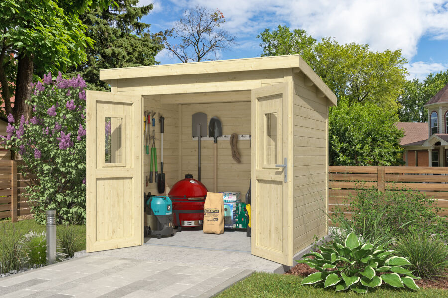 4743329286118 - Gartenhaus ZURI 2 - 200x250 cm 19 mm natur + farbig