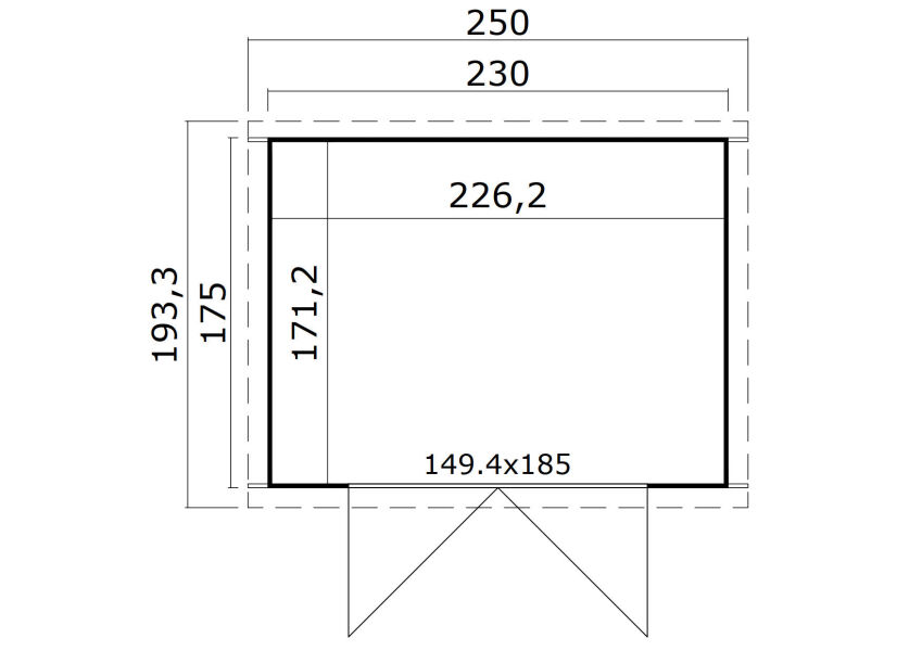 Lasita Maja Gartenhaus ZURI 3 - 230x175 cm, 19 mm, naturbelassen