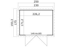 Lasita Maja Gartenhaus ZURI 3 - 230x175 cm, 19 mm, lackiert Grüngrau