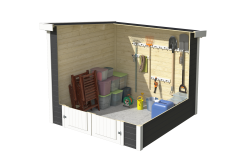 Lasita Maja Gartenhaus ZURI 4 - 230x230 cm, 19 mm, lackiert Grüngrau