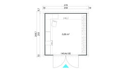 Lasita Maja Gartenhaus ZURI 6 - 250x250 cm, 19 mm, natur + farbig