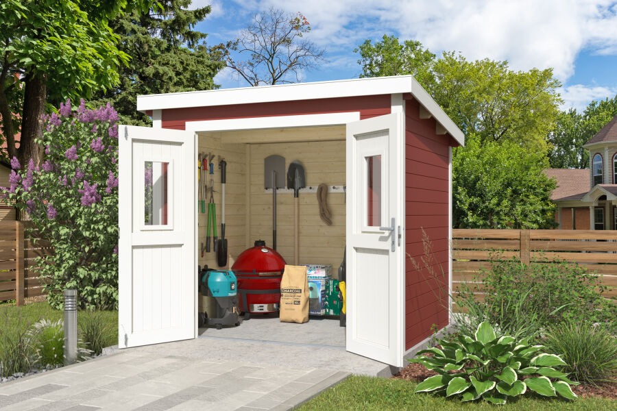 4743329286392 - Gartenhaus ZURI 7 - 275x175 cm 19 mm lackiert Schwedenrot