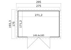 Lasita Maja Gartenhaus ZURI 7 - 275x175 cm, 19 mm, lackiert Grüngrau