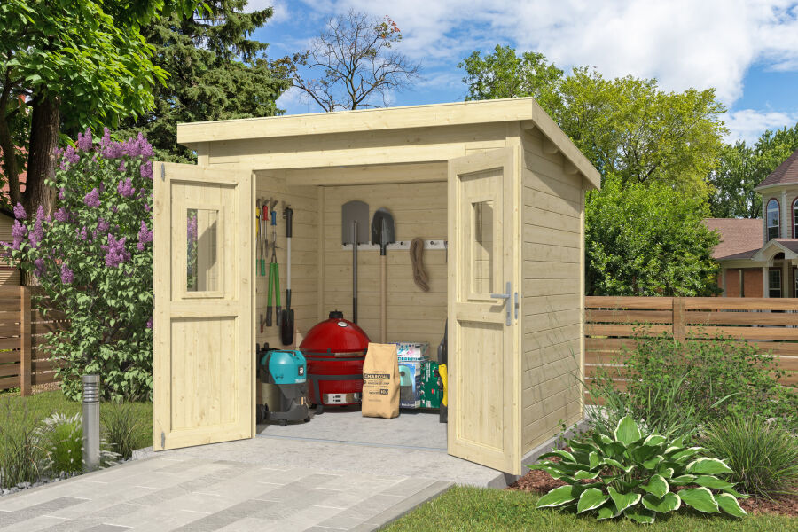 4743329286361 - Gartenhaus ZURI 7 - 275x175 cm 19 mm natur + farbig