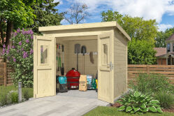 Lasita Maja Gartenhaus ZURI 8 - 275x230 cm, 19 mm, lackiert Carbongrau