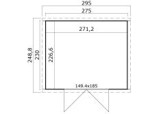 Lasita Maja Gartenhaus ZURI 8 - 275x230 cm, 19 mm, lackiert Carbongrau