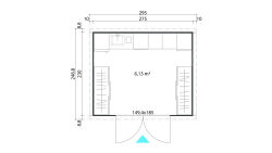 Lasita Maja Gartenhaus ZURI 8 - 275x230 cm, 19 mm, lackiert Carbongrau