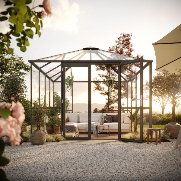 4260120346679 - Gewächshaus-Pavillon PaviLux anthrazit-grau ESG 300 x 300 cm