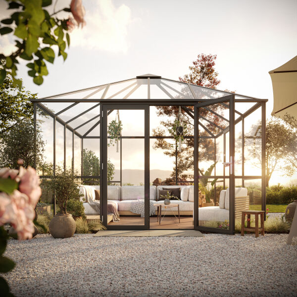 4260120346693 - Gewächshaus-Pavillon PaviLux anthrazit-grau ESG 350 x 350 cm