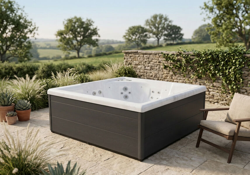 NJORD HORIZON Whirlpool, 216 x 216 cm, 5 Personen, 31 Düsen, WLAN-Funktion, Premium Outdoor Spa, skandinavisches Design