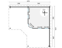 Tuindeco Gartenhaus Jutka 380 x 380 / 44mm silbergrau imprägniert