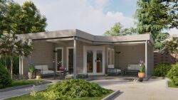 Tuindeco Gartenhaus Jutka 380 x 380 / 44mm silbergrau imprägniert