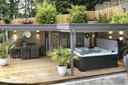 Tuindeco Gartenhaus Jutka 380 x 380 / 44mm silbergrau imprägniert