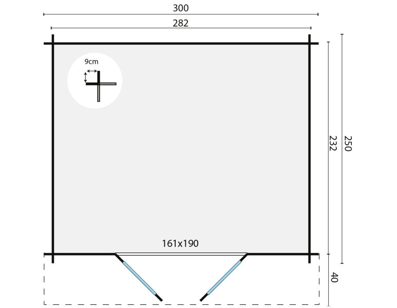 Tuindeco Gartenhaus Bjarni 250 x 300 / 28mm natur oder imprägniert