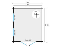Tuindeco Gartenhaus Lee 300 x 350 / 40mm natur oder imprägniert