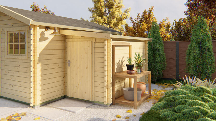 Tuindeco Gartenhaus Anbau 200 x 150 / 28mm natur oder imprägniert