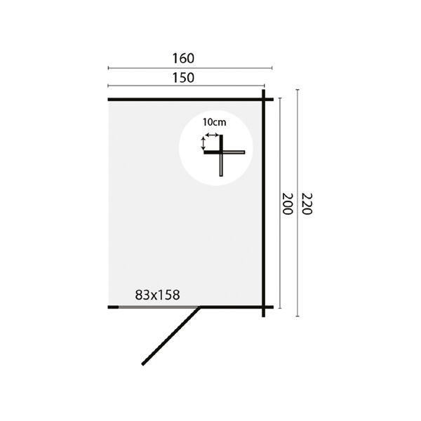 Tuindeco Gartenhaus Anbau 200 x 150 / 28mm natur oder imprägniert