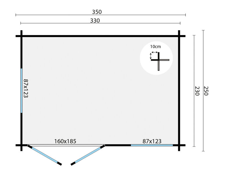 Tuindeco Gartenhaus Philip 250 x 350 / 40mm natur oder imprägniert