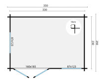 Tuindeco Gartenhaus Philip 250 x 350 / 40mm natur oder imprägniert