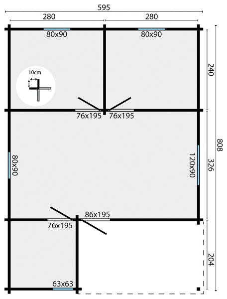 Tuindeco Gartenhaus Javea 808 x 595 / 44mm natur oder imprägniert