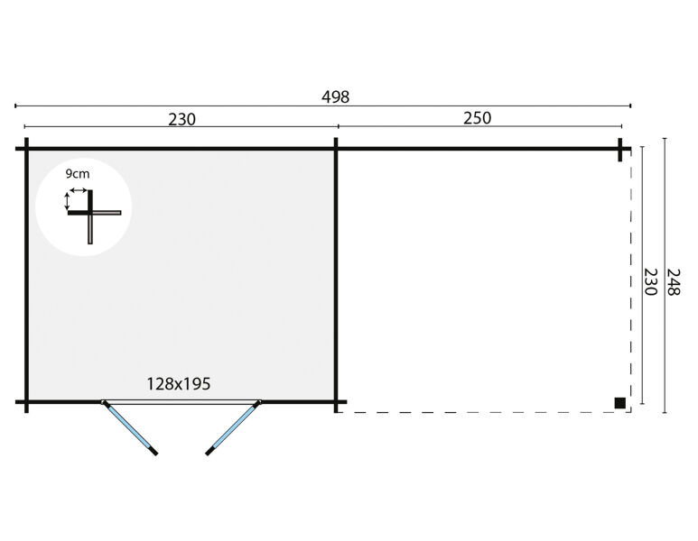 Tuindeco Gartenhaus Eirunn 248 x 250 / 28mm natur oder imprägniert