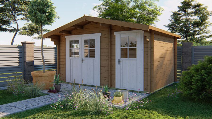 Tuindeco Gartenhaus Fraga 300 x 450 / 34mm braun imprägniert