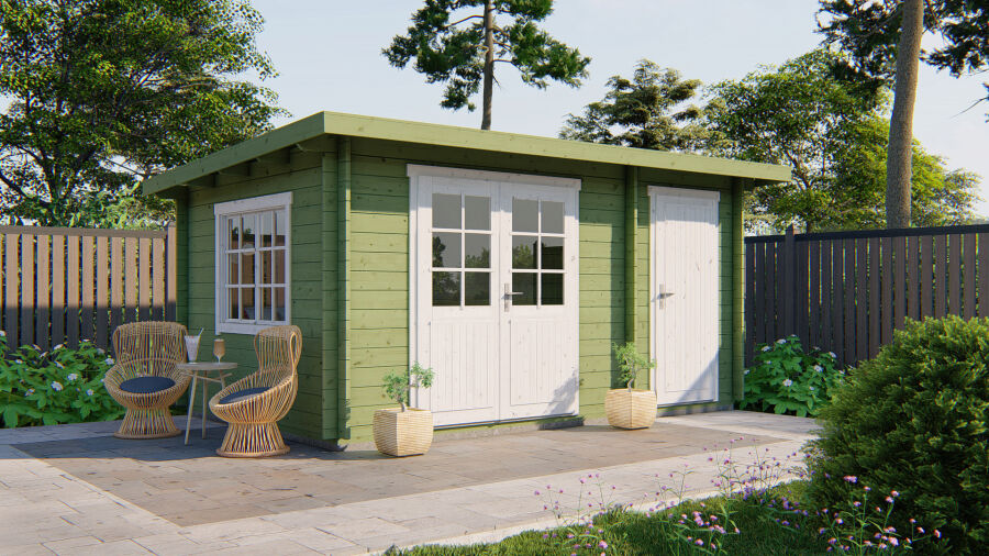 Tuindeco Gartenhaus Santander 300 x 450 / 34mm silbergrau imprägniert