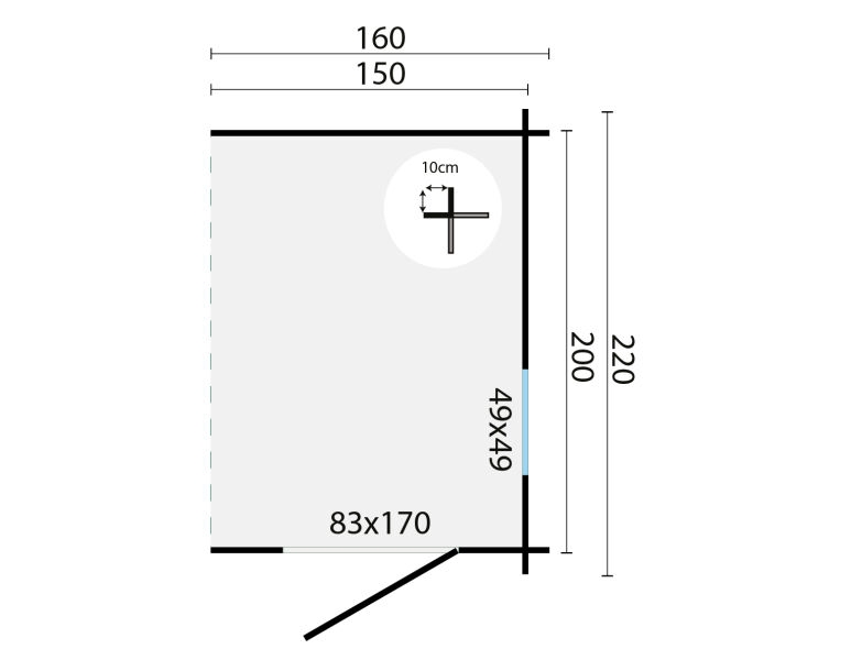 Tuindeco Gartenhaus Toilettenanbau 220 x 160 / 28mm braun imprägniert