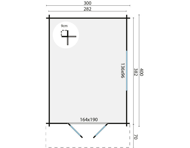 Tuindeco Gartenhaus Pamplona 400 x 300 / 34mm braun imprägniert