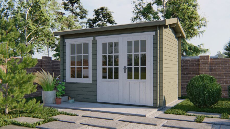 Tuindeco Gartenhaus Daisy 250 x 350 / 40mm grün imprägniert