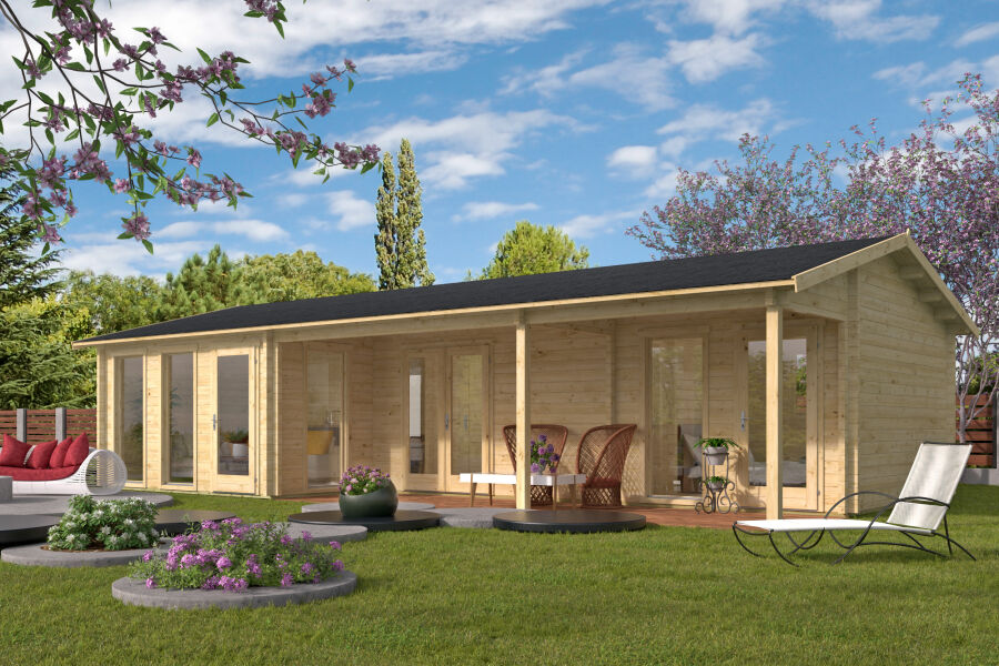 Tuindeco Gartenhaus Letterkenny 595 x 1120 / 70mm silbergrau imprägniert