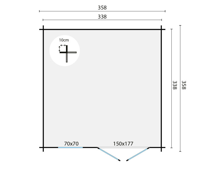 Tuindeco Gartenhaus Otto 360 x 360 / 28mm braun imprägniert