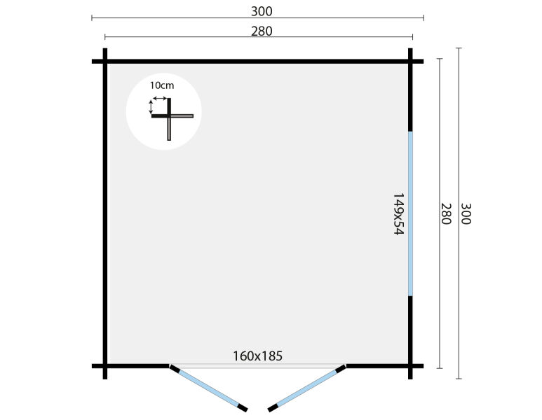 Tuindeco Gartenhaus Jamie 300 x 300 / 40mm grün imprägniert