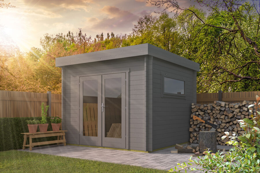 Tuindeco Gartenhaus Jamie 300 x 300 / 40mm silbergrau imprägniert