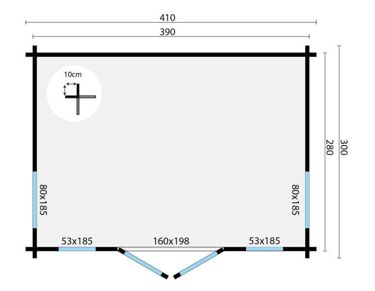 Tuindeco Gartenhaus Victoria 300 x 410 / 58mm braun imprägniert