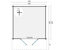 Tuindeco Gartenhaus Albacete 300 x 300 / 34mm braun imprägniert