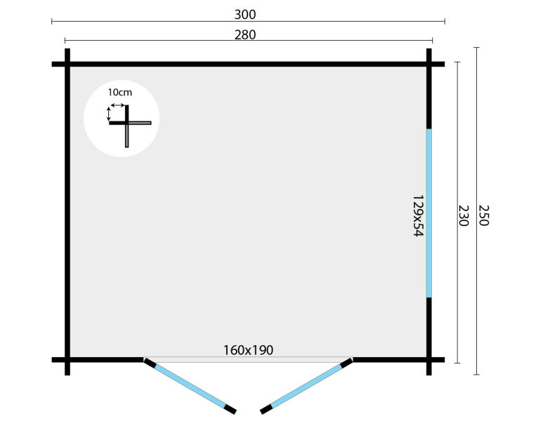Tuindeco Gartenhaus Gadsby 250 x 300 / 40mm braun imprägniert
