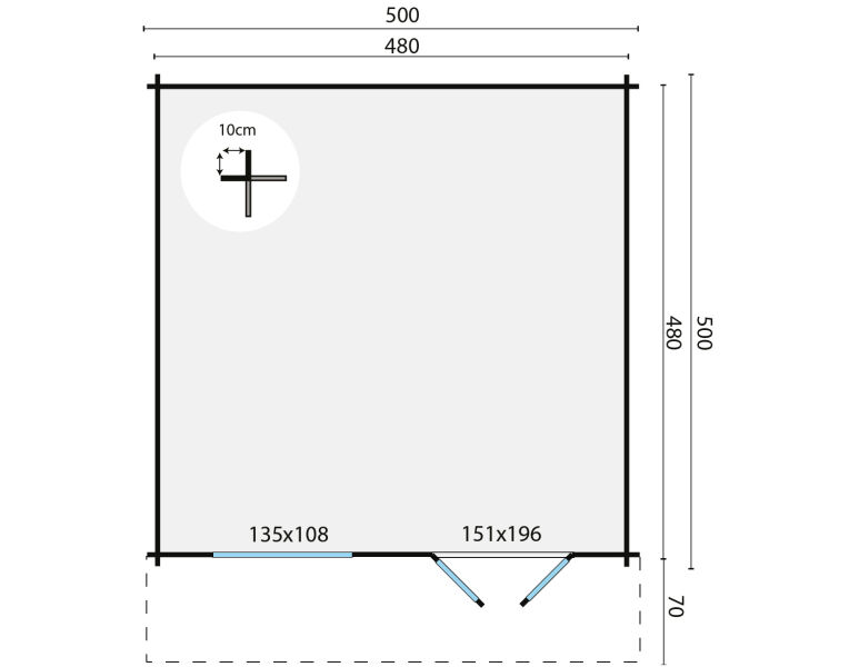 Tuindeco Gartenhaus Salamanca 500 x 500 / 34mm unbehandelt