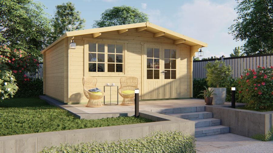 Tuindeco Gartenhaus Salamanca 500 x 500 / 34mm silbergrau imprägniert