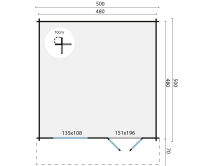 Tuindeco Gartenhaus Salamanca 500 x 500 / 34mm silbergrau imprägniert