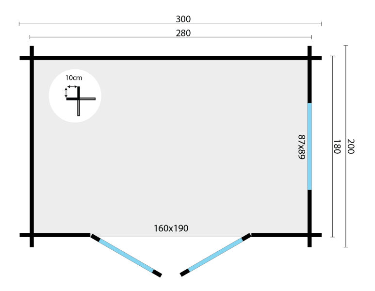 Tuindeco Gartenhaus Lucy 200 x 300 / 40mm unbehandelt