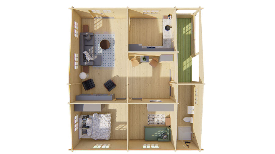 Tuindeco Gartenhaus Fuerteventura 848 x 941 / 70mm unbehandelt